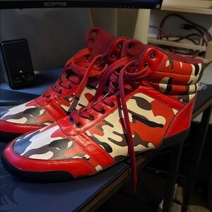 Orange Camouflage wrestling/boxing shoes. Custom made. Size 14.5 $100
